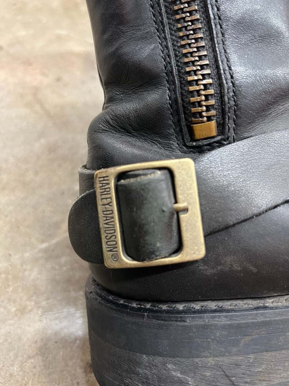 Harley Davidson Double Zipper Boots Mens Size 10.5 Square Toe Leather 94364 - Picture 5 of 6